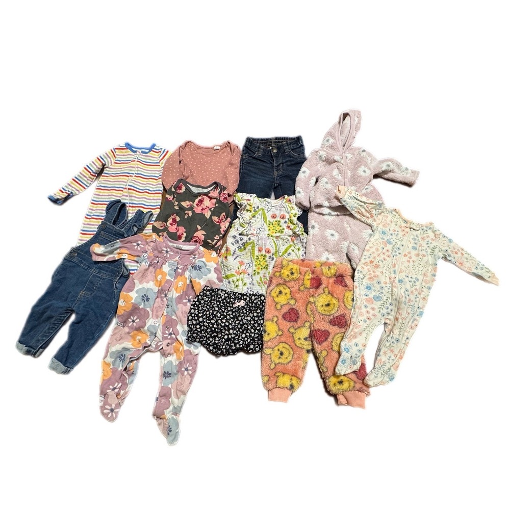 Baby Girl Clothes Mixed Lot 3-9M‎ Multi Excellent Floral Fleece sleepers 12pc